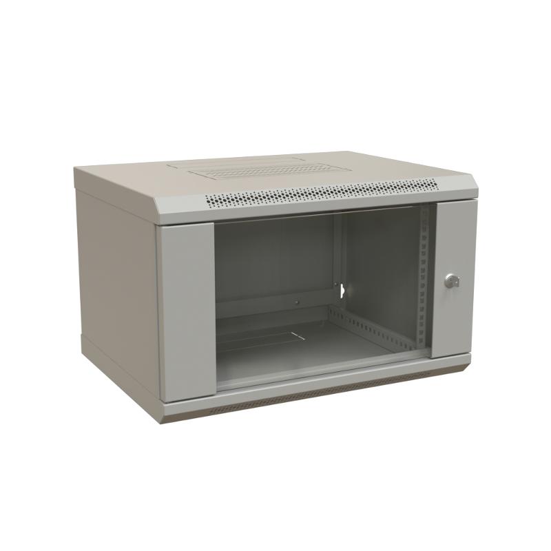 WR-TW-0966-GP-RAL7035 Шкаф настенный 19-дюймовый (19"), 9U, 500x600х600мм, стекл. дв.,, цвет серый (RAL 7035) (разобранный)
