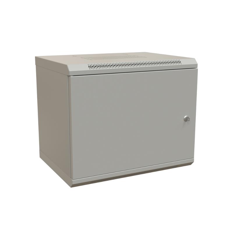 WR-TW-1245-SR-RAL7035 Шкаф настенный 19-дюймовый (19"), 12U, 650x600х450мм, цельнометал.,дверь с замком, цвет серый (RAL 7035)