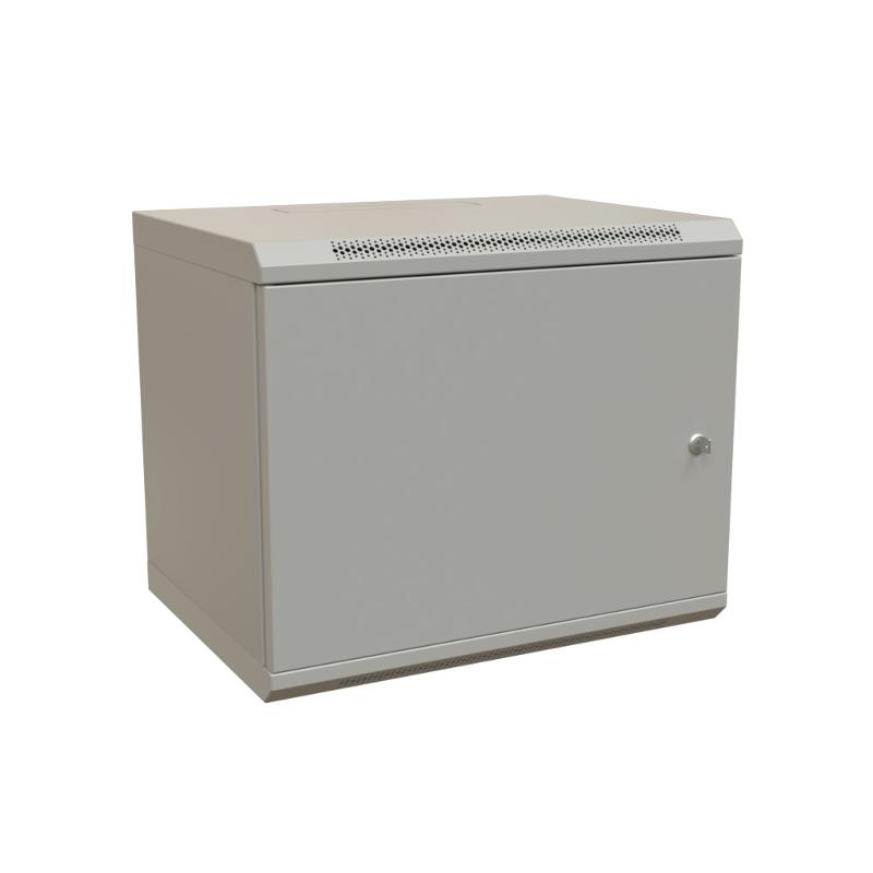 WR-TW-1566-SR-RAL7035 Шкаф настенный 19-дюймовый (19"), 15U, 775x600х600мм, цельнометал.,дверь с замком, цвет серый (RAL 7035)
