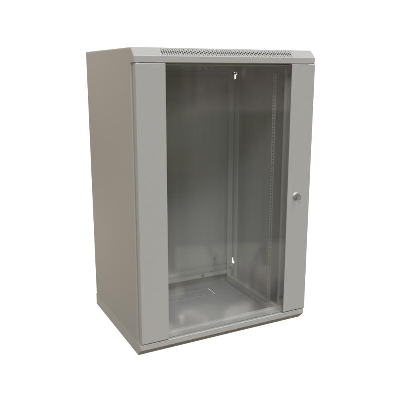 WR-TW-2266-GP-RAL7035 Шкаф настенный 19-дюймовый (19"), 22U, 1086x600х600мм, стекл. дв.,, цвет серый (RAL 7035) (разобранный)