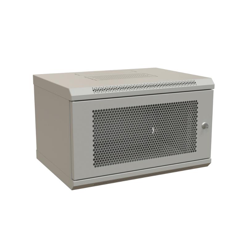 WR-TW-0645-SD-RAL7035 Шкаф настенный 19-дюймовый (19"), 6U, 367x600х450мм, перфор. метал. дверь с замком, цвет серый (RAL 7035)