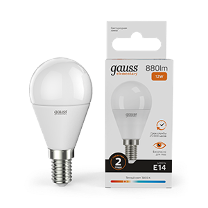 Лампа светодиодная LED Elementary Шар 12W 880lm E14 3000K