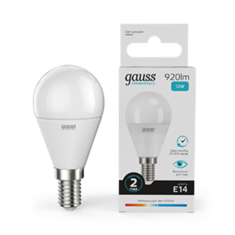 Лампа светодиодная LED Elementary Шар 12W 920lm E14 4100K