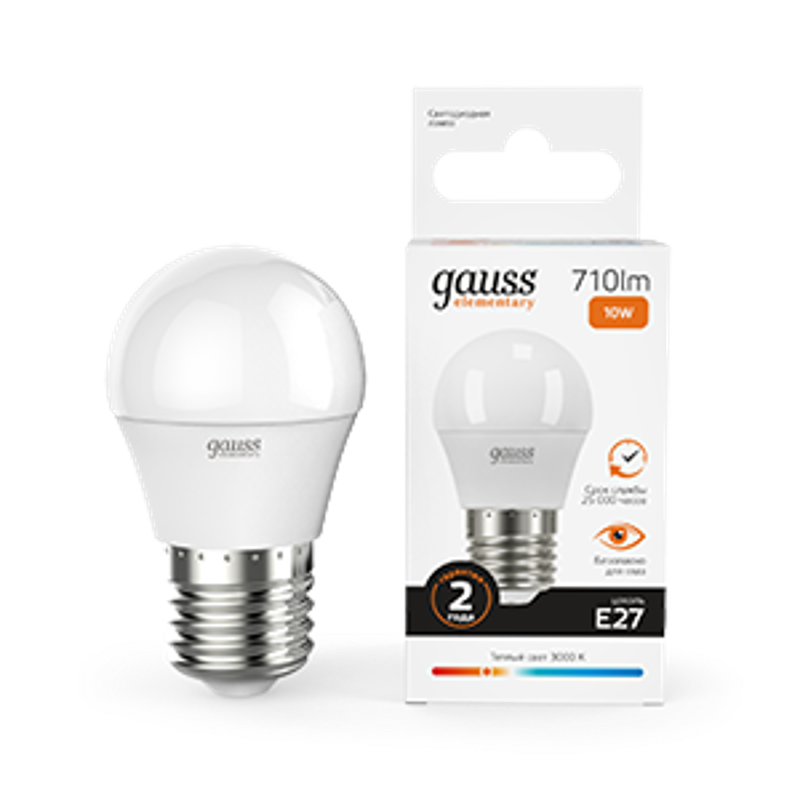 Лампа светодиодная LED Elementary Шар 10W E27 880lm 3000K