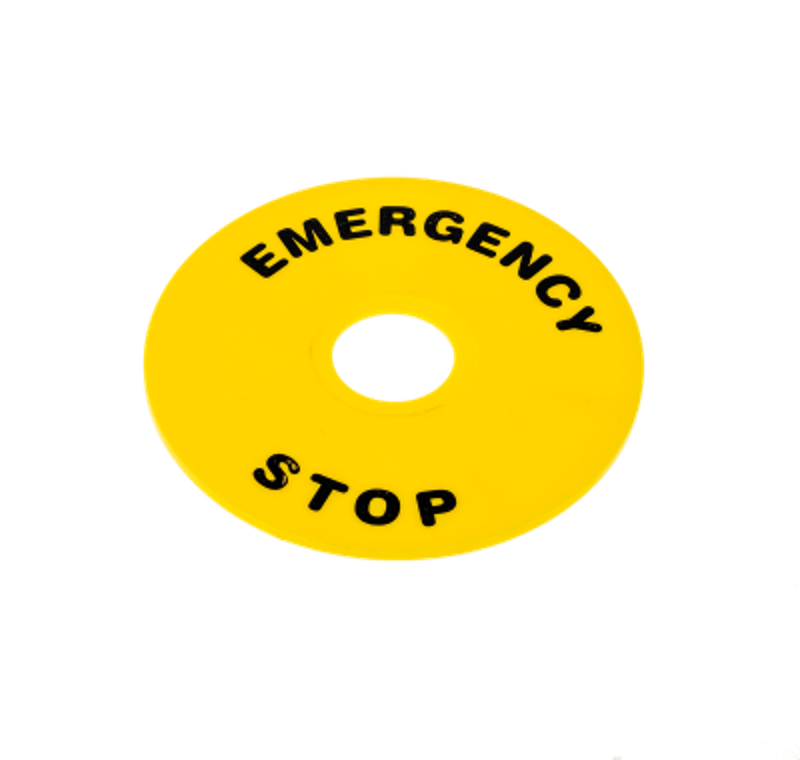 Комплект желтых табличек "Emergency Stop", 90мм (уп. 2 шт.) КОМПЛЕКТ ТАБЛИЧЕК MTB2-F12 (2 ШТ.)