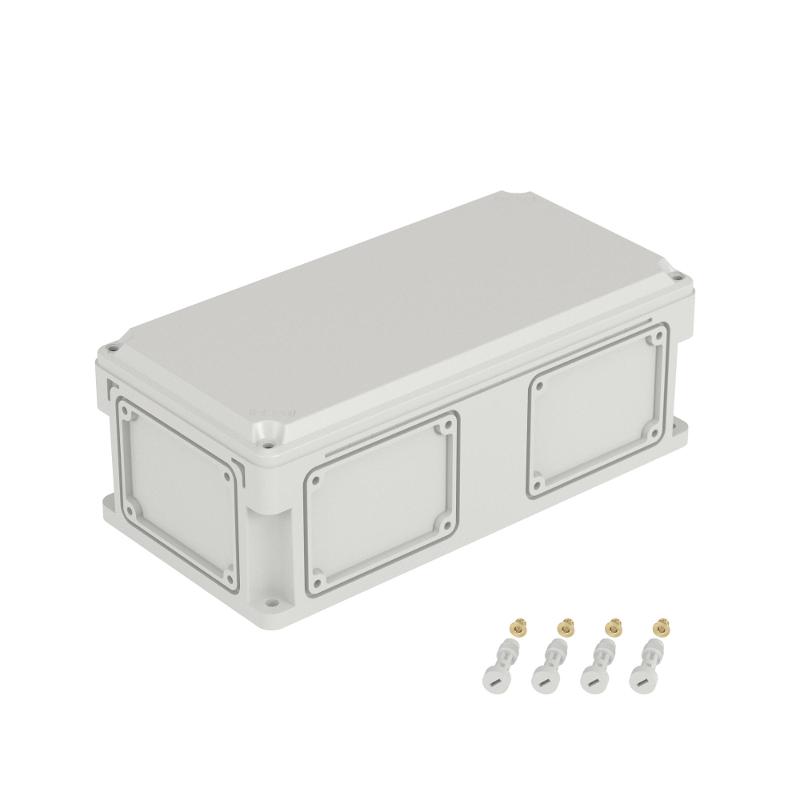 Корпус пластиковый RAM box IP67 400х200х146 мм (высота крышки 21) стенка с выбивными фланцами непрозрачная крышка