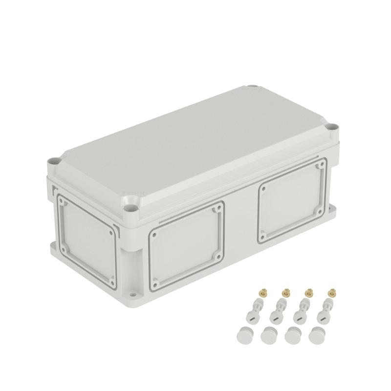 Корпус пластиковый RAM box IP67 400х200х160 мм (высота крышки 35) стенка с выбивными фланцами непрозрачная крышка