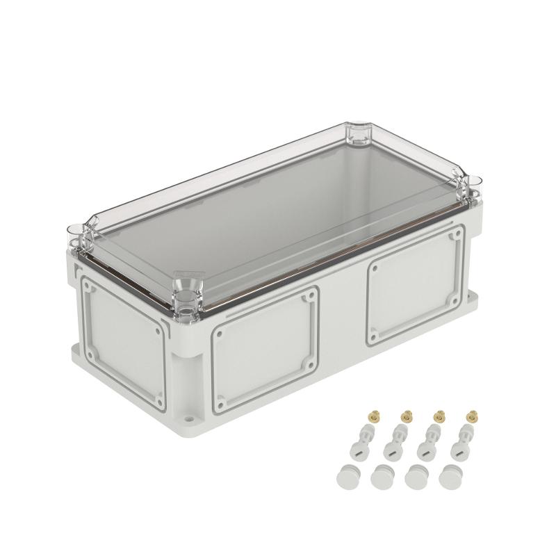 Корпус пластиковый RAM box IP67 400х200х160 мм (высота крышки 35) стенка с выбивными фланцами прозрачная крышка