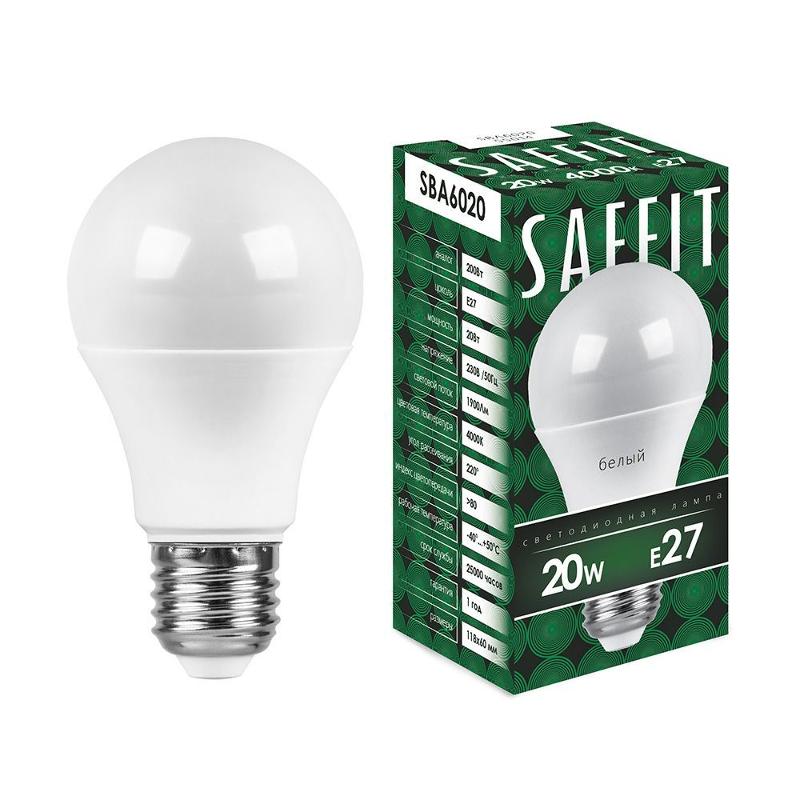 Лампа светодиодная SBA6020 20W 4000K 230V E27 A60
