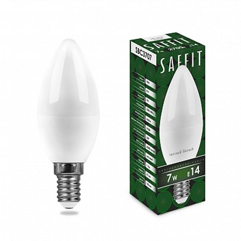 Лампа светодиодная SBC3707 C37 7W 230V E14 2700К матовая, 560Lm, 220°, 100*37мм