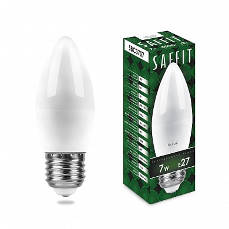 Лампа светодиодная SBC3707 7W 4000K 230V E27 C37 свеча