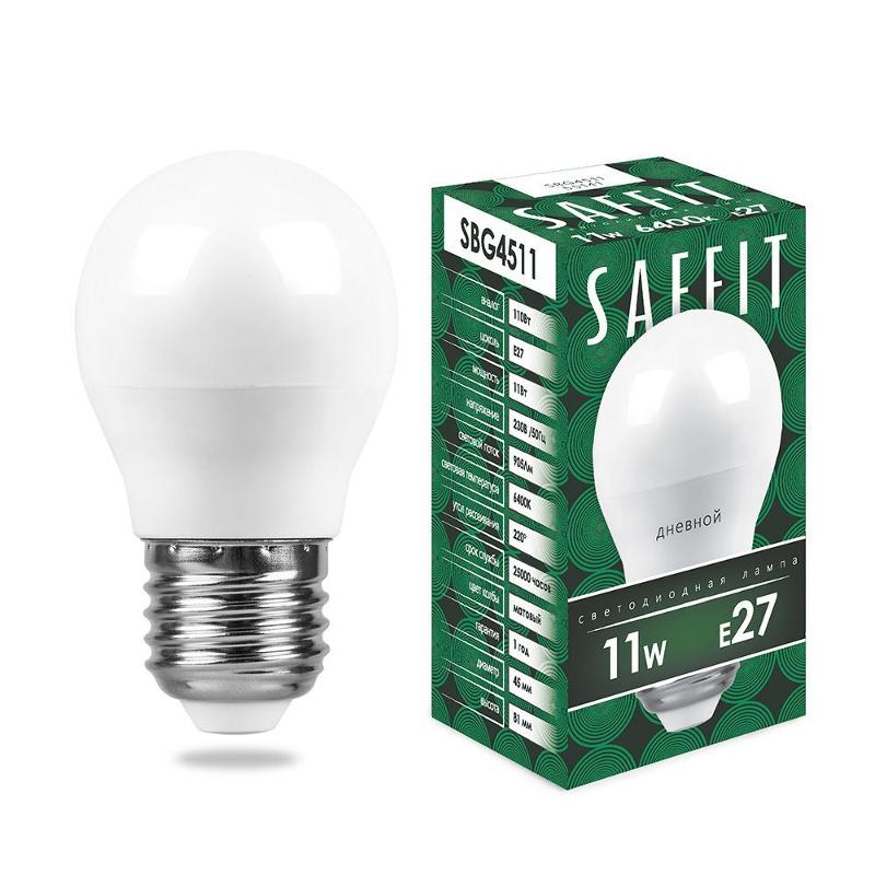Лампа светодиодная SBG4511 11W 6400K 230V E27 G45