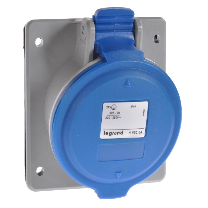 Встраиваемая наклонная розетка - P17 Tempra Pro - IP 44 - 200/250 В~ - 32 A - 3К+Н+З