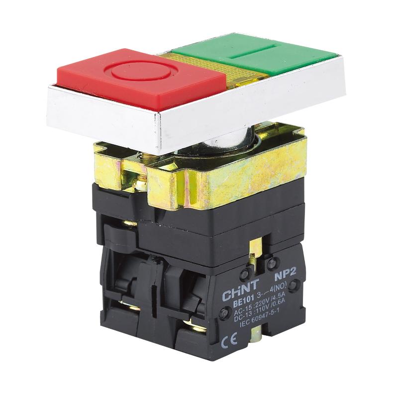 Двойная кнопка NP2-BW8465 белый корпус, 1НО+1НЗ, AC/DC230В (LED), IP40 (R)