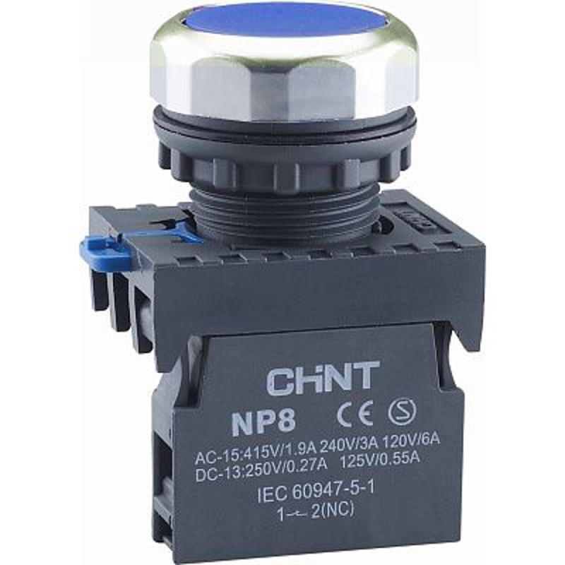 Кнопка управления NP8-10BN/6 без подсветки синяя 1НО IP65 (R)