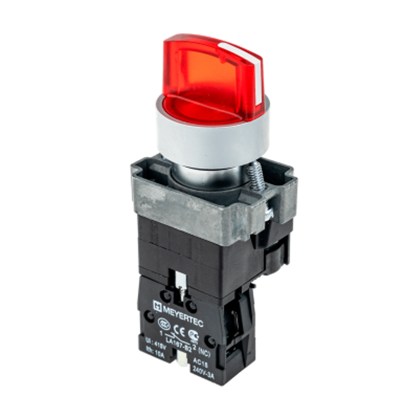Переключатель с LED подсветкой, 24V AC/DC , красный, 3 полож. 1NC, фикс., мет. MTB2-BK3461