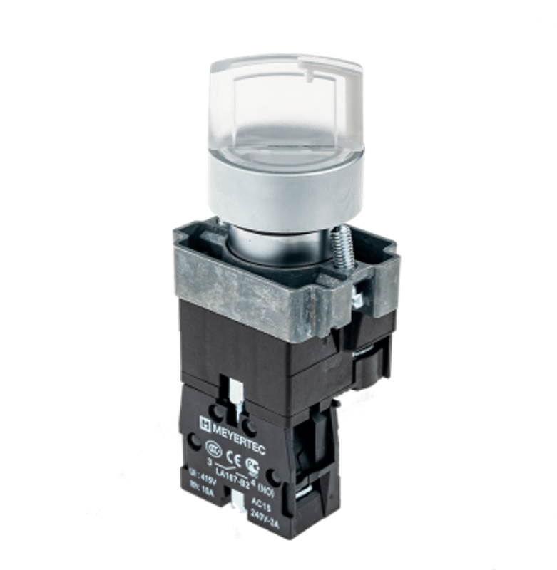 Переключатель с LED подсветкой, 220V AC/DC, без цвета, 3 полож. 1NO, фикс., мет. MTB2-BK3763