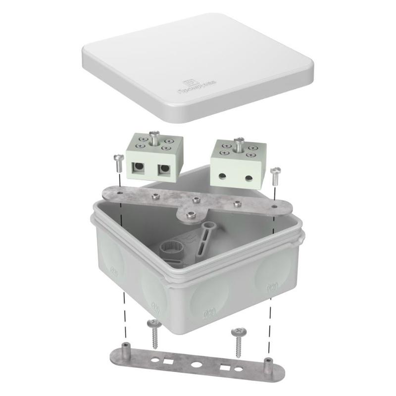 Коробка огнестойкая для о/п двухкомпонентная 60-0210-FR10.0-4 Е15-Е120 RAL7035 80х80х40 серая