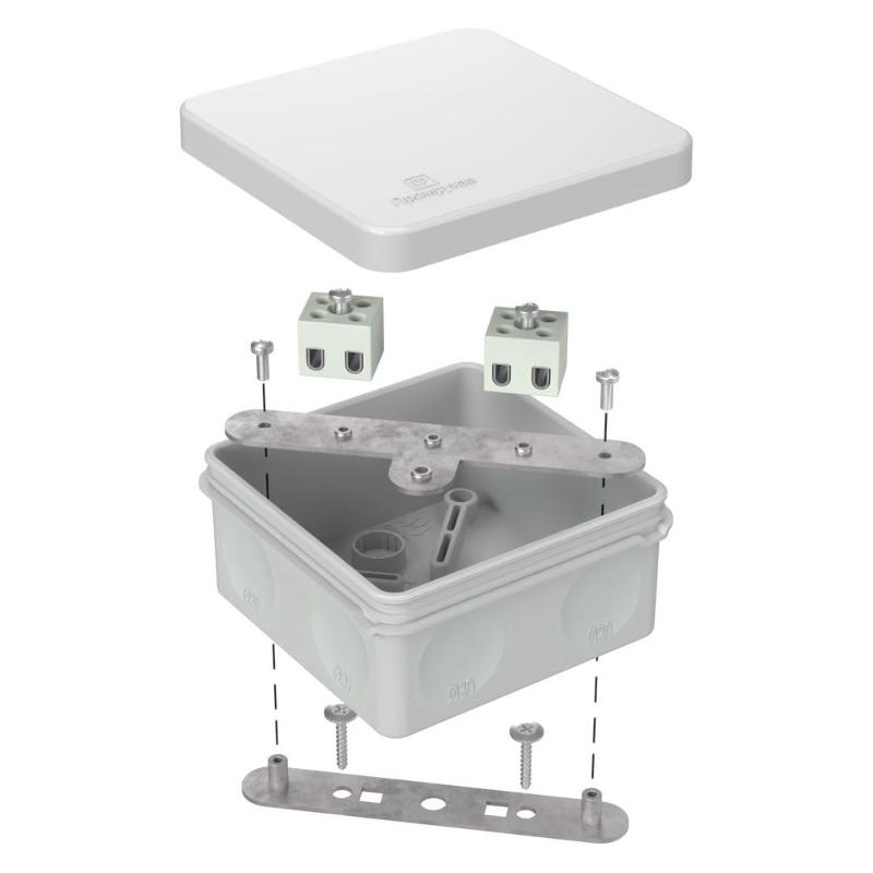 Коробка огнестойкая для о/п двухкомпонентная 60-0210-FR2.5-4 Е15-Е120 RAL7035 80х80х40 серая