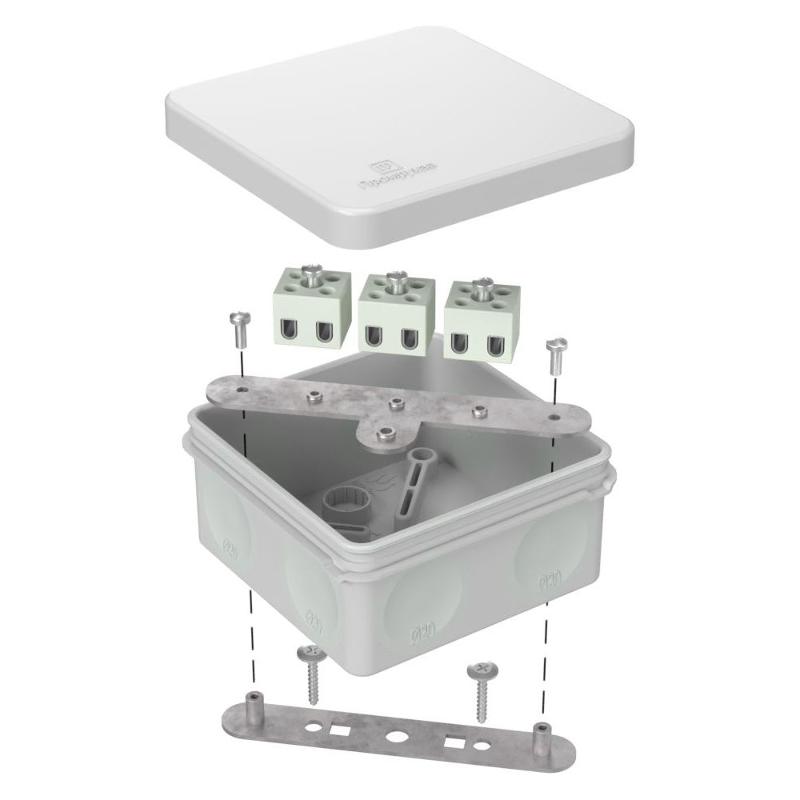 Коробка огнестойкая для о/п двухкомпонентная 60-0210-FR2.5-6 Е15-Е120 RAL7035 80х80х40 серая