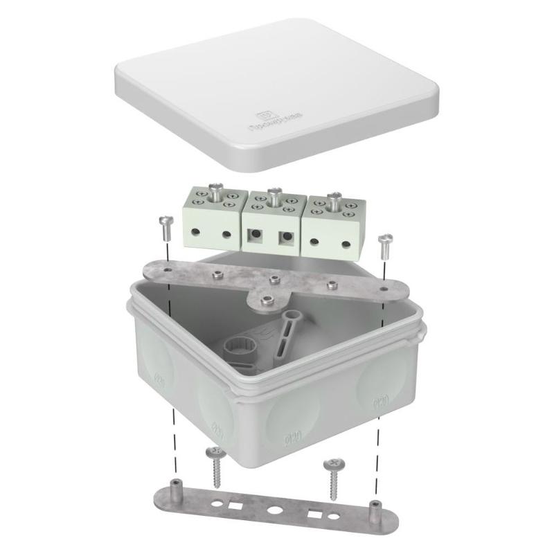 Коробка огнестойкая для о/п двухкомпонентная 60-0210-FR6.0-6 Е15-Е120 RAL7035 80х80х40 серая