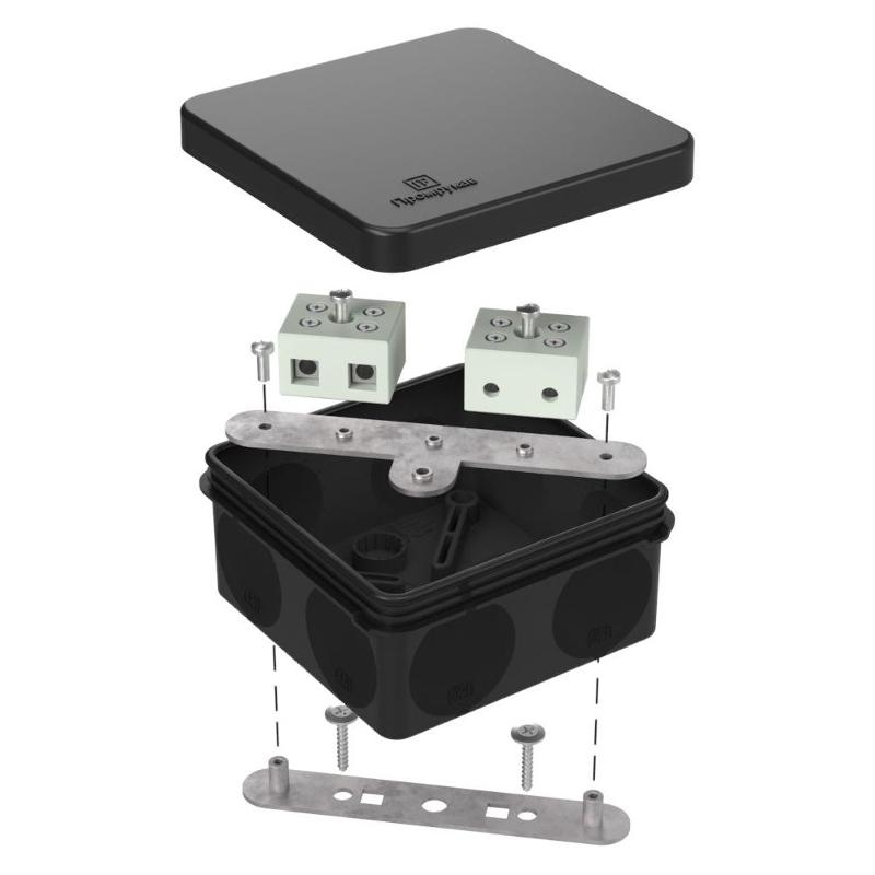 Коробка огнестойкая для о/п двухкомпонентная 60-0210-FR10.0-4 Е15-Е120 RAL9005 80х80х40 (44 шт/кор) черная