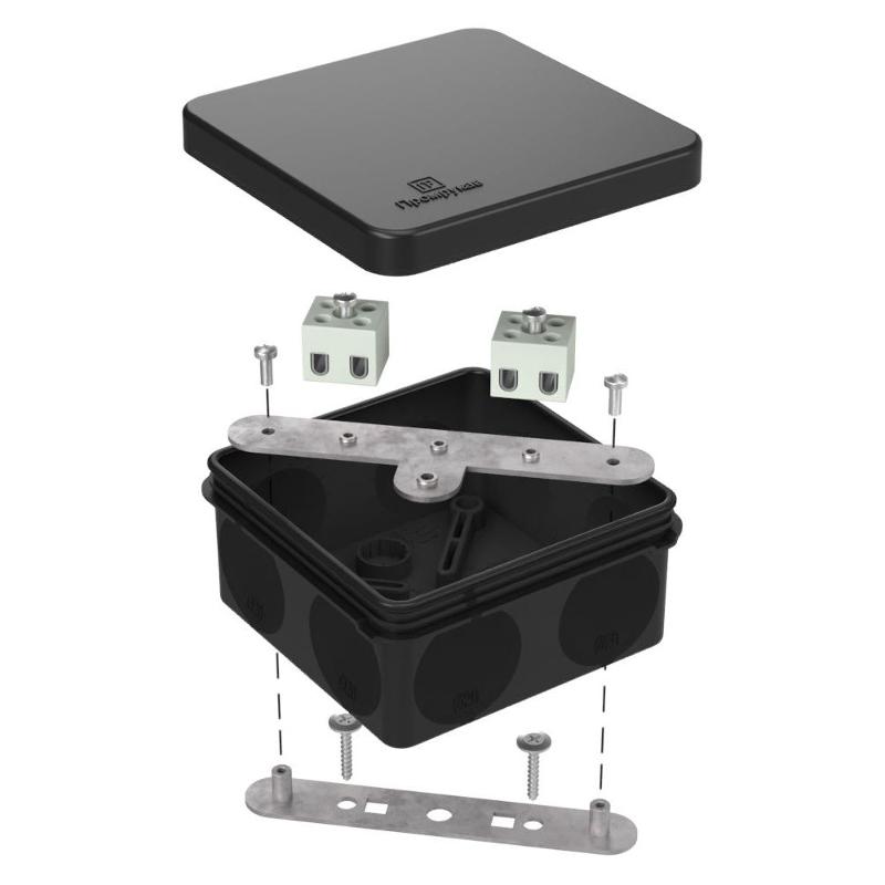 Коробка огнестойкая для о/п двухкомпонентная 60-0210-FR2.5-4 Е15-Е120 RAL9005 80х80х40 (44 шт/кор) черная