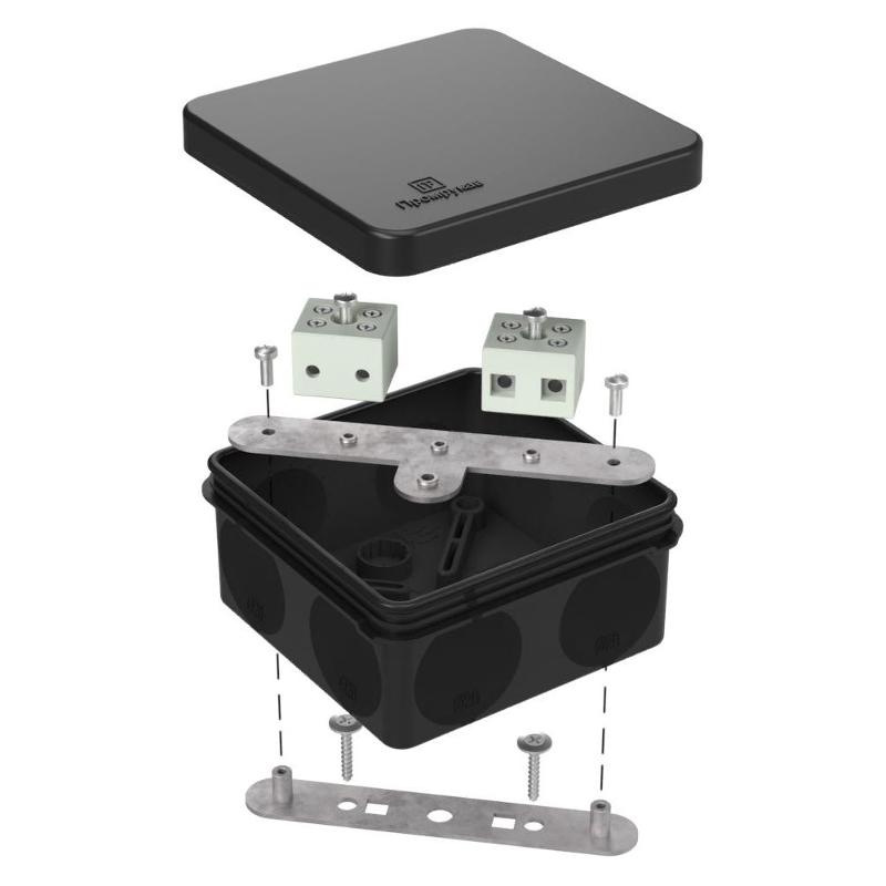 Коробка огнестойкая для о/п двухкомпонентная 60-0210-FR6.0-4 Е15-Е120 RAL9005 80х80х40 (44 шт/кор) черная