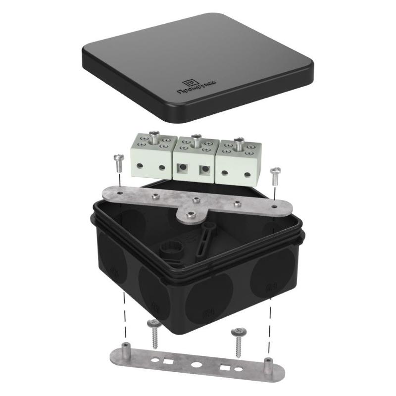Коробка огнестойкая для о/п двухкомпонентная 60-0210-FR6.0-6 Е15-Е120 RAL9005 80х80х40 (44 шт/кор) черная