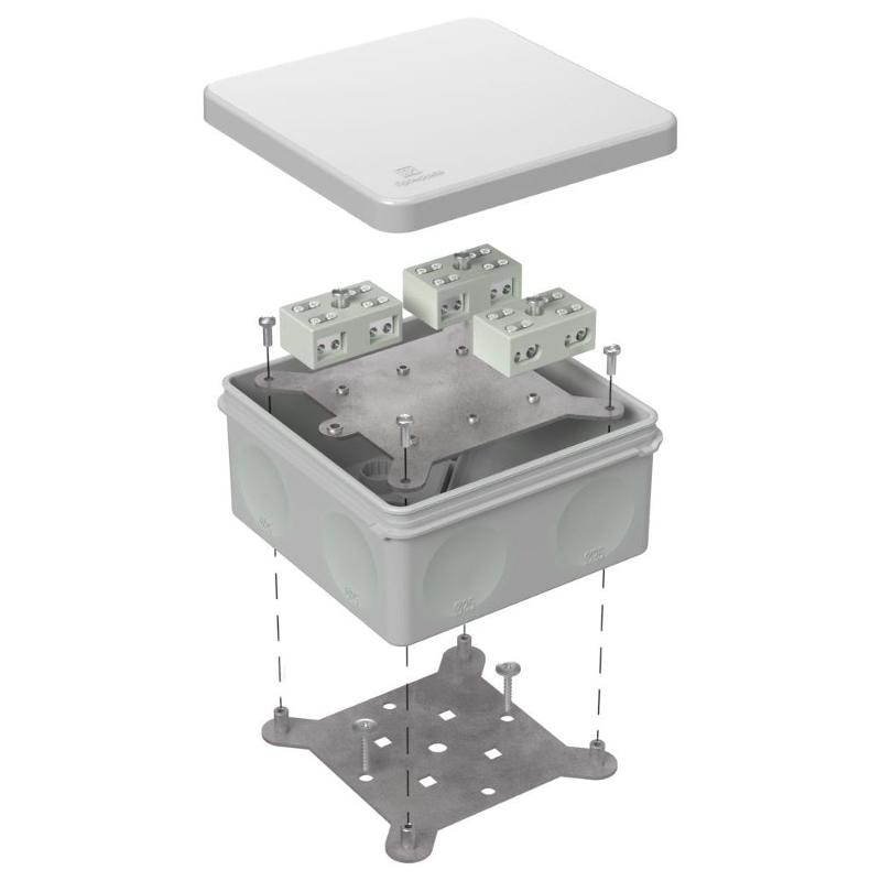 Коробка огнестойкая разветвительная для о/п двухкомпонентная 60-0300-FR6.0-4-6-Р Е15-Е60 RAL7035 100х100х50 (14 шт/кор) серая