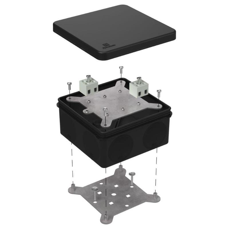 Коробка огнестойкая для о/п двухкомпонентная 60-0300-FR2.5-4 Е15-Е120 RAL9005 100х100х50 (14 шт/кор) черная