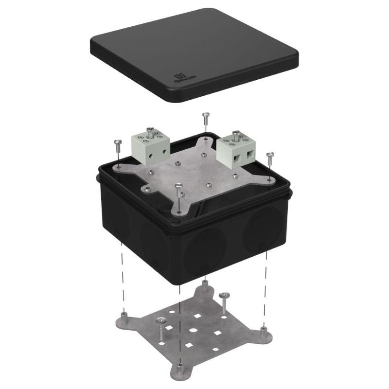 Коробка огнестойкая для о/п двухкомпонентная 60-0300-FR6.0-4 Е15-Е120 RAL9005 100х100х50 (14 шт/кор) черная