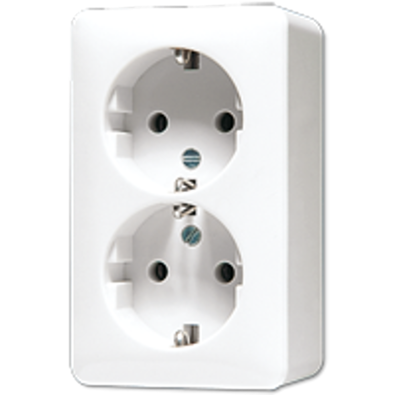 SCHUKO®-розетка 16 A / 250 B, двойная, накладной монтаж; дюропласт; белый; AP600