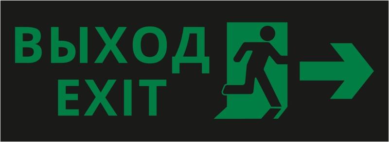 Пиктограмма ДСО-IP20 "Выход - вправо черный фон"