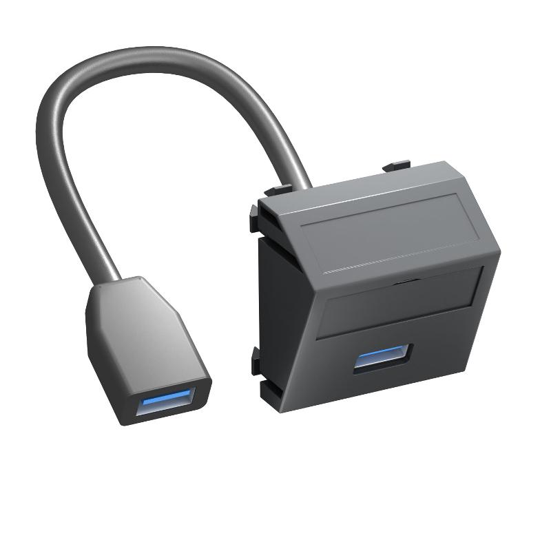 Мультимедийная рамка USB 3.0 A-A Modul45 (черный) (MTS-U3A F SWGR1)