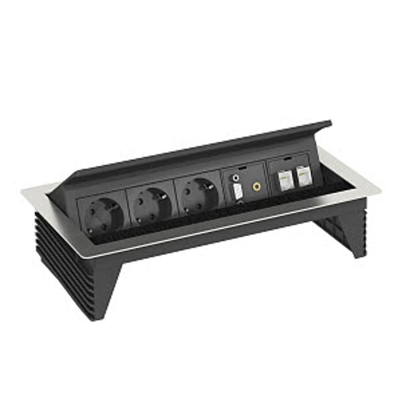 Настольный бокс с крышкой DBK (3 розетки 220В, 1 VGA, 1 аудио, 2 RJ45 категория 6 экранированные)