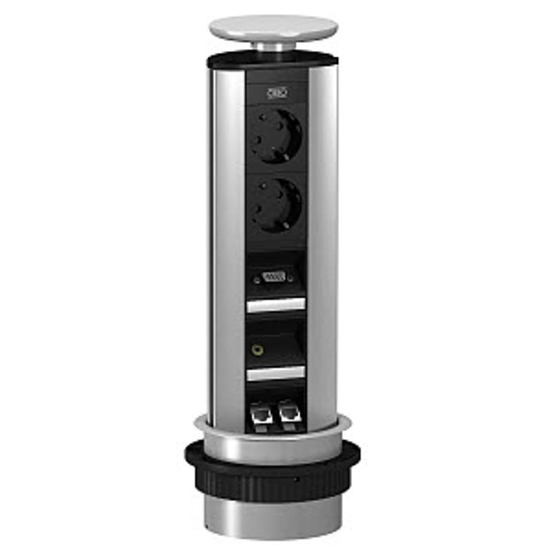 Настольный бокс вертикальный DBV (2 розетки 220В, 1 VGA, 1 аудио, 2 RJ45 категор. 6 экранированные)