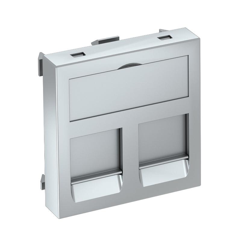 Корпус компьютерной розетки Modul45 тип A (прямой) 45x45 мм (серебристый) (DTG-2A AL1)