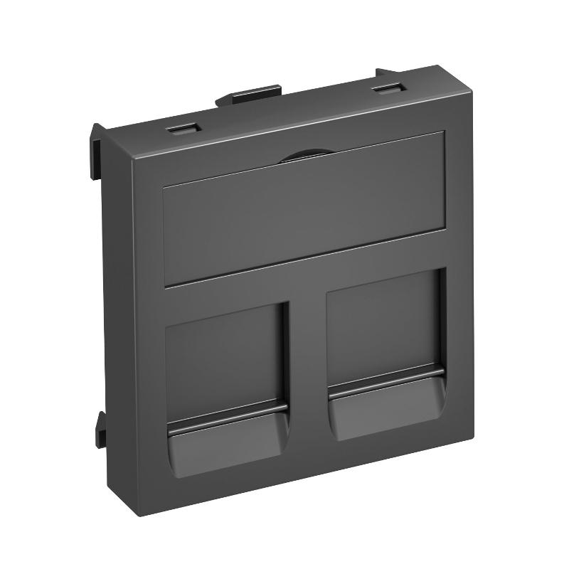 Корпус компьютерной розетки Modul45 тип EP (прямой) 45x45 мм (черный) (DTG-2EP SWGR1)