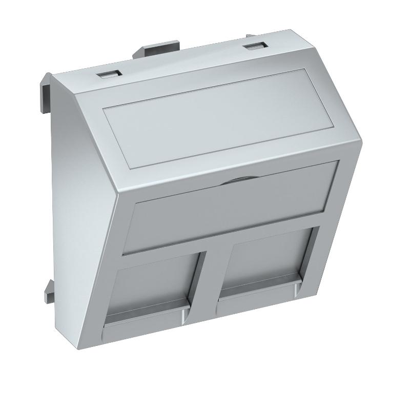 Корпус компьютерной розетки Modul45 тип PA (наклонный) 45x45 мм (серебристый) (DTS-2PA AL1)