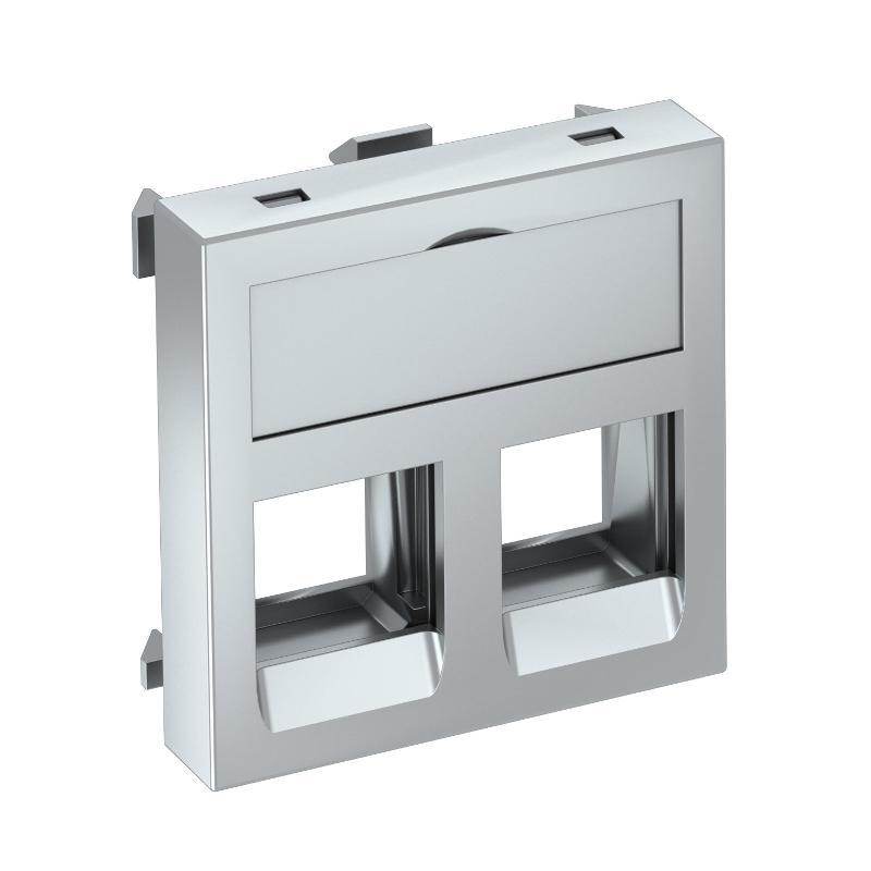 Корпус компьютерной розетки Modul45 тип С (прямой) 45x45 мм (серебристый) (DTG-02C AL1)