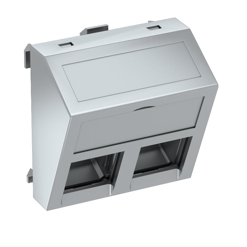Корпус компьютерной розетки Modul45 тип C (наклонный) 45x45 мм (серебристый) (DTS-02C AL1)