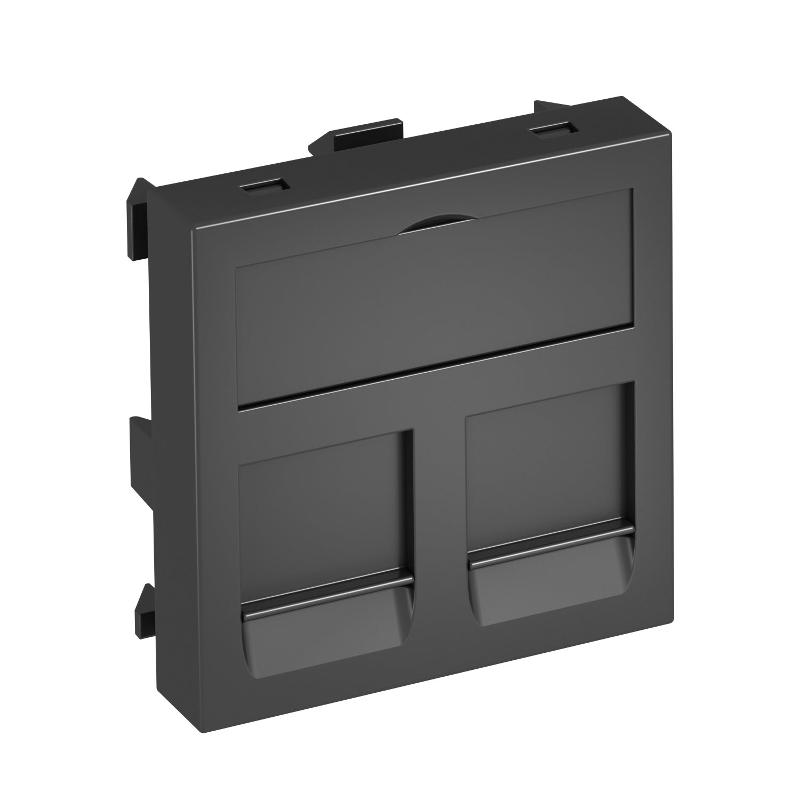 Корпус компьютерной розетки Modul45 тип OBO (прямой) 45x45 мм (черный) (DTG-2RM SWGR1)