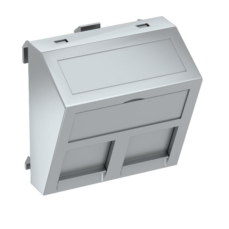 Корпус компьютерной розетки Modul45 тип OBO (наклонный) 45x45 мм (серебристый) (DTS-2RM AL1)