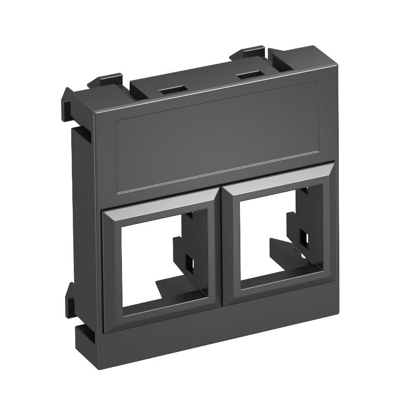 Корпус компьютерной розетки Modul45 тип LE (прямой) 45x45 мм (черный) (DTG-02LE SWGR1)