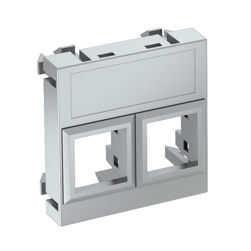 Корпус компьютерной розетки Modul45 тип LE (прямой) 45x45 мм (серебристый) (DTG-02LE AL1)