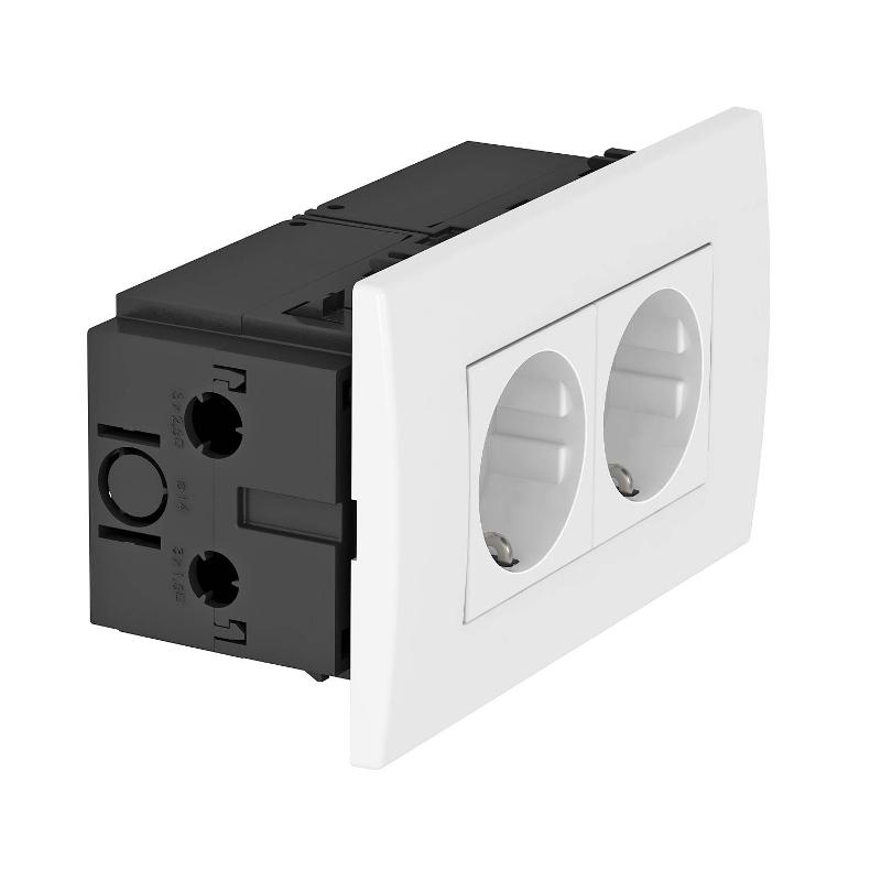 Укомплектованный розеточный блок AR45 (2xModul45,84x140x59 мм,белый) (SDE-RW D0RW2)