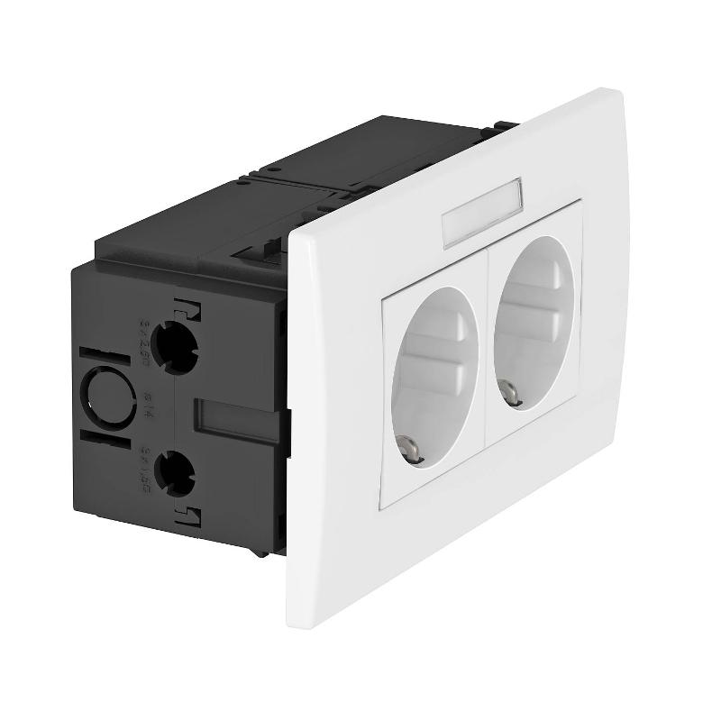 Укомплектованный розеточный блок AR45 (марк.,2xModul45,84x140x59 мм,белый) (SDE-RW D0RW2B)