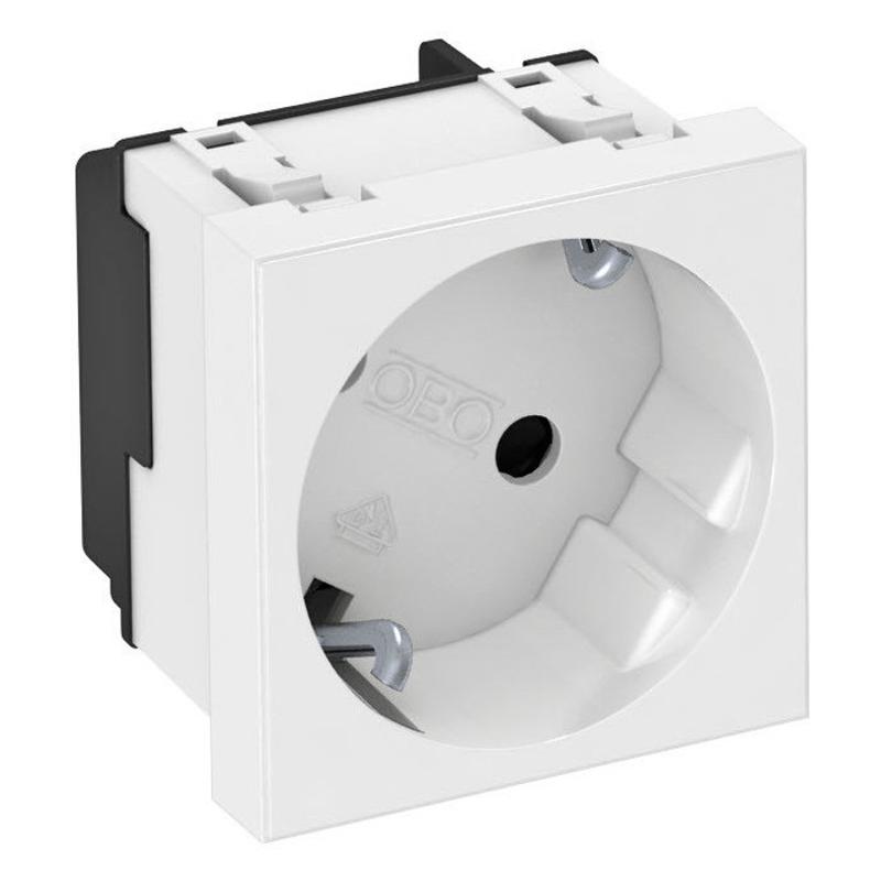 Розетка 2К+3 под углом 33° шторки 16А 250В (45х45 мм - 1 модуль Modul45) белая (STD-D3S RW1)