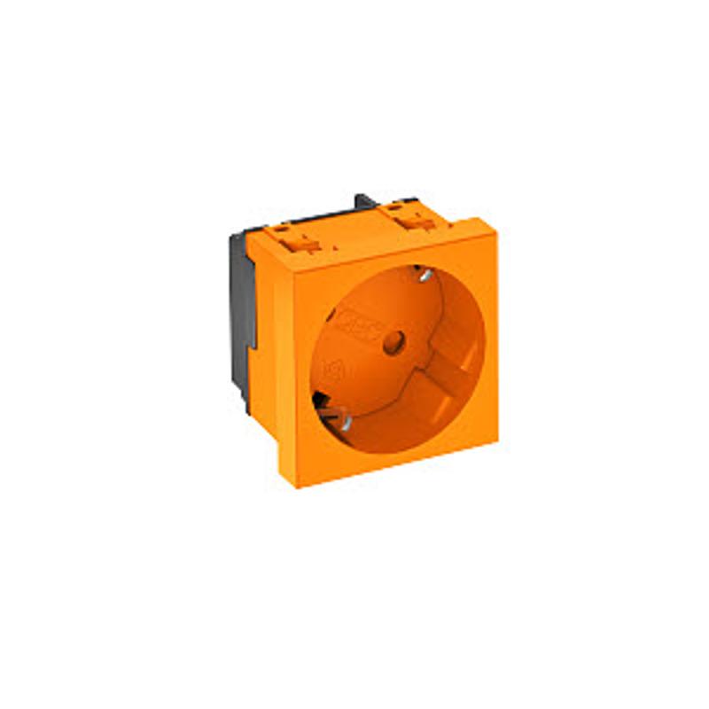 Розетка 2К+3 под углом 33° шторки 16А 250В (45х45 мм - 1 модуль Modul45) оранжевая